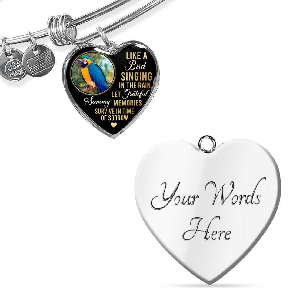 Personalized Parrot Photo Like A Bird Singing In The Rain Heart Pendant Necklace - Memorial Pet Custom Photo Gift Personalized Parrot Photo Like A Bird Singing In The Rain Heart Pendant Necklace - Memorial Pet Custom Photo Gift