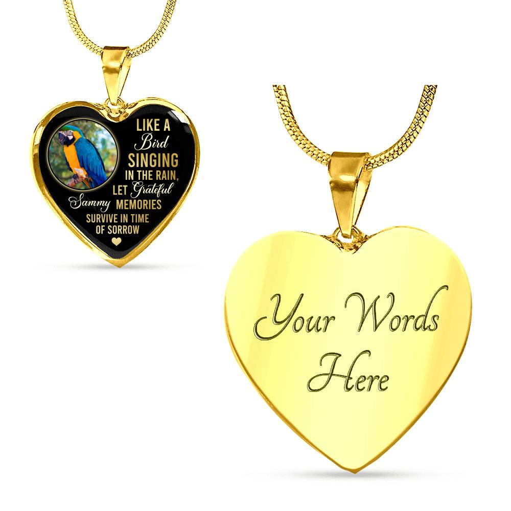 Personalized Parrot Photo Like A Bird Singing In The Rain Heart Pendant Necklace - Memorial Pet Custom Photo Gift Personalized Parrot Photo Like A Bird Singing In The Rain Heart Pendant Necklace - Memorial Pet Custom Photo Gift