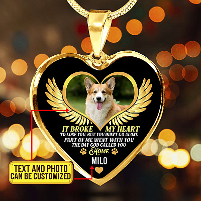 Alternative view of Personalized Photo It Broke Our Hearts To Lose You Heart Pendant Necklace - Memorial Pet Custom Photo Gift