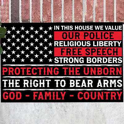 In This House We Value Our Police Religious Liberty Free Speech Doormat - Outdoor Indoor Doormat