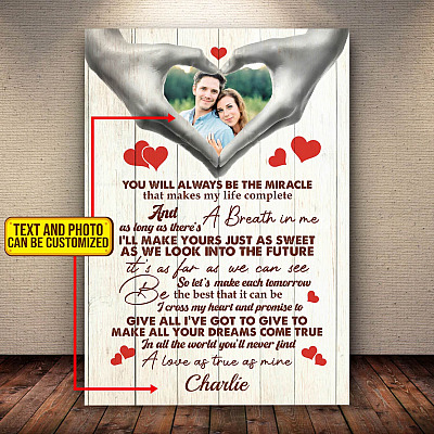 Alternative view of Personalized You Will Always Be The Miracle Framed Canvas - Unframed Poster - Custom Photo Couple Gift