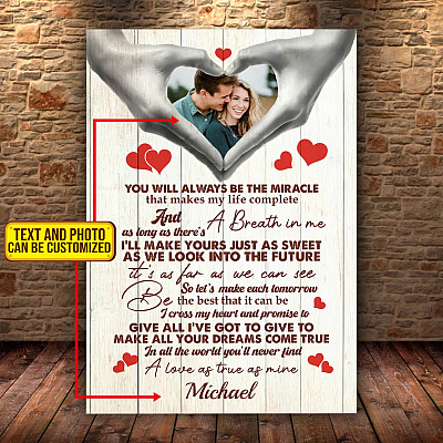 Personalized You Will Always Be The Miracle Framed Canvas - Unframed Poster - Custom Photo Couple Gift