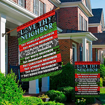 Alternative view of Christian Love Thy Neighbor Verse Garden Flag - House Flag - Wall Flag - Be Kind Flag