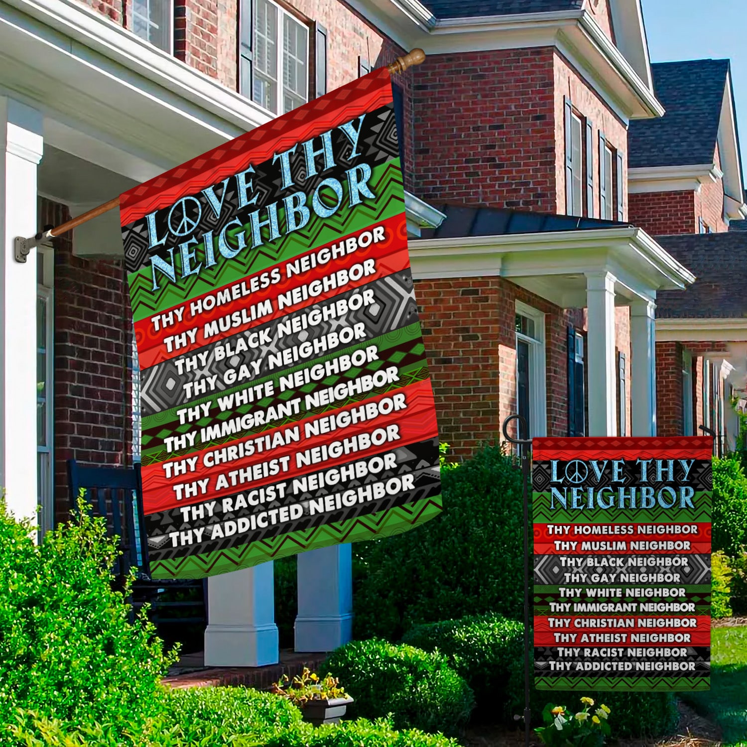 2KNG. Love Thy Neighbor 30x40 Garden & House Mockup 2