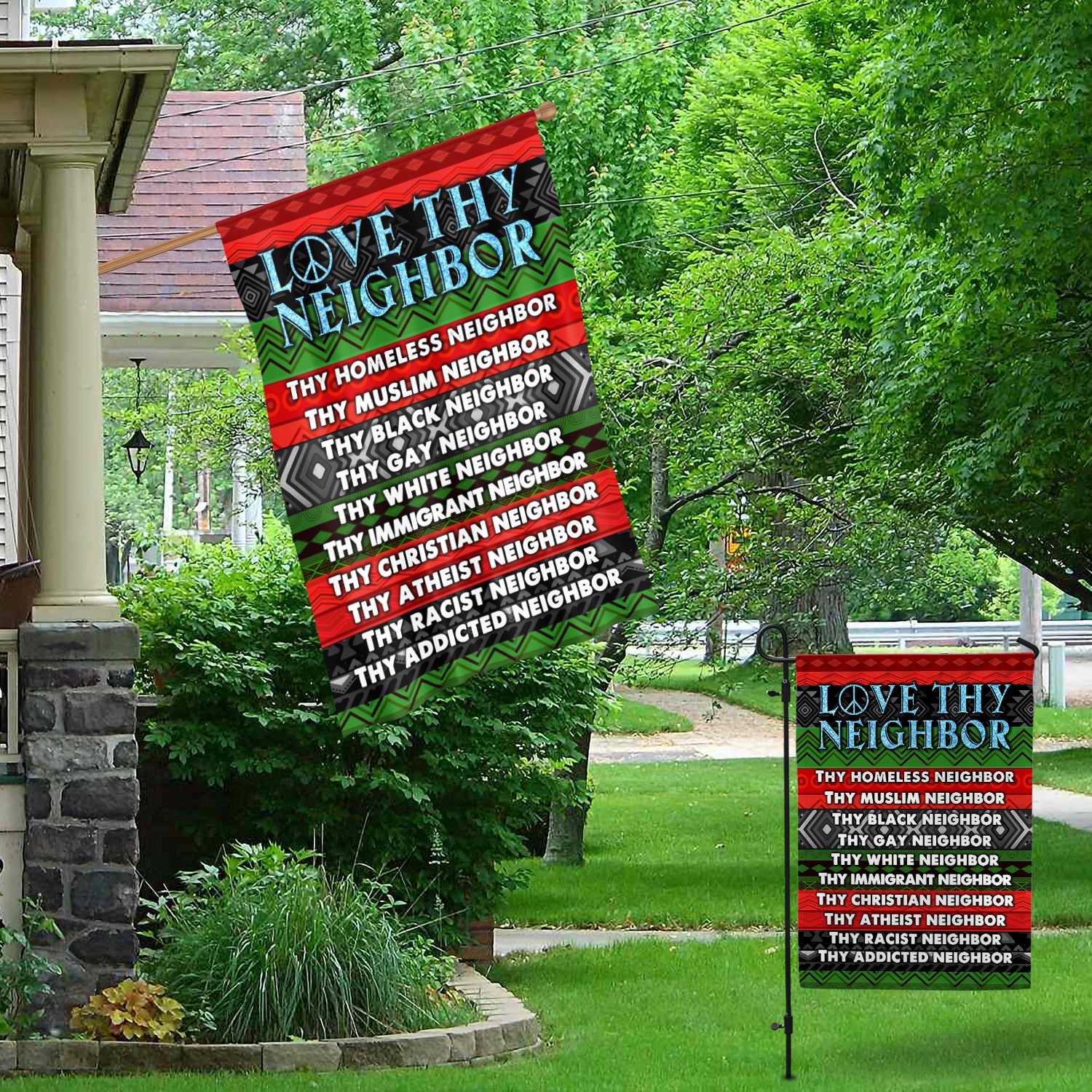 2KNG. Love Thy Neighbor 30x40 Garden & House Mockup 1