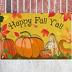 Happy Fall Y'All Pumpkins Doormat - Thanksgiving Indoor Outdoor Doormat