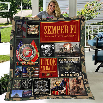 Alternative view of American Marine Veteran Semper Fi Always Faithful Fleece Blanket - Sherpa Blanket - Woven Blanket