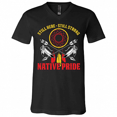 native, Black, V-Neck T-Shirt