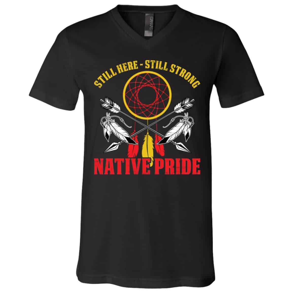 native, Black, V-Neck T-Shirt