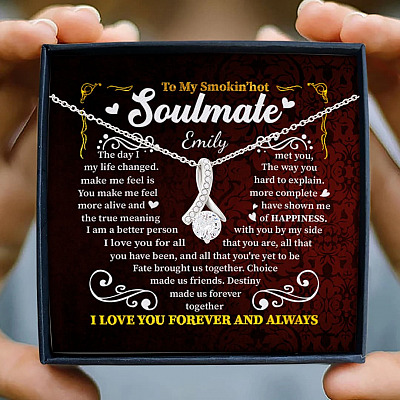 Alternative view of Personalized to My Smokin' Hot Soulmate the Day I Met You My Life Changed Alluring Pendant Necklace