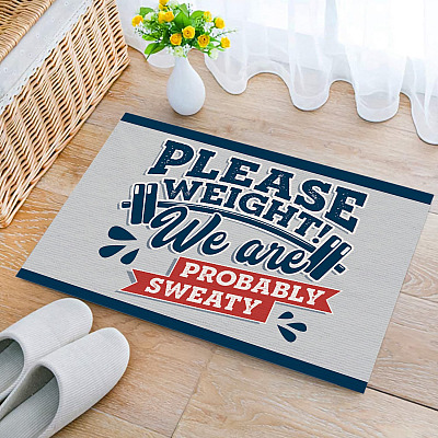 Alternative view of Please Weight We Are Probably Sweat Indoor Outdoor Decorative Doormat - Funny Gym Doormat