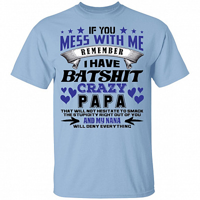 If You Mess with Papa Tshirt, Light Blue, Youth T-Shirt