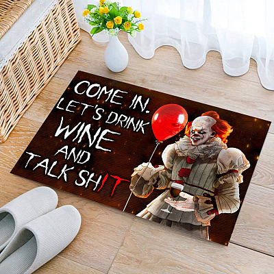 Come In Let's Drink Wine And Talk Sh IT Indoor Outdoor Decorative Doormat - Funny Halloween Doormat