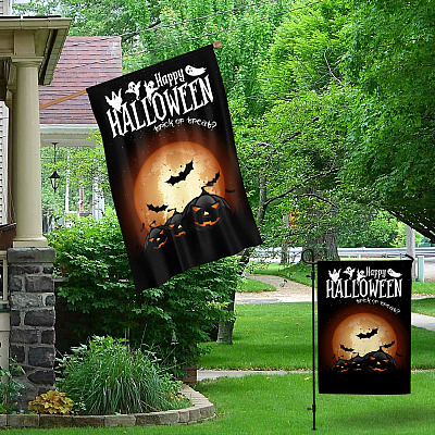 Alternative view of Happy Halloween Trick or Treat Sign Halloween Decorations Pumpkins Decorative Garden Flag - House Flag