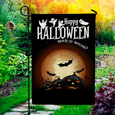 Happy Halloween Trick or Treat Sign Halloween Decorations Pumpkins Decorative Garden Flag - House Flag