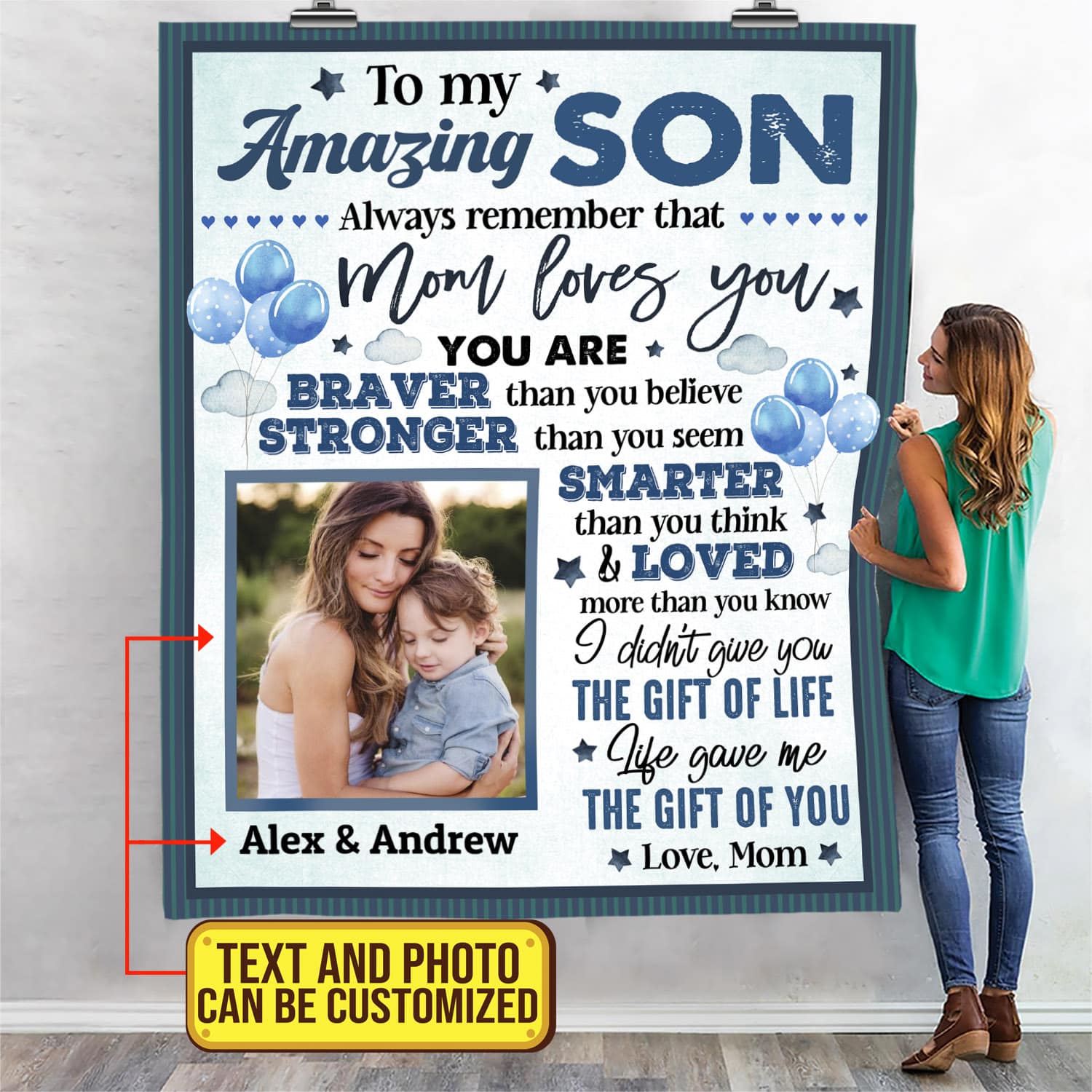 Personalized Photo To My Amazing Son Always Remember That Mom Loves You