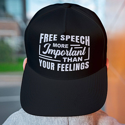 Alternative view of Free Speech More Important Than Your Feelings Twill Cap - High-Profile Snapback Hat - Trucker Hat