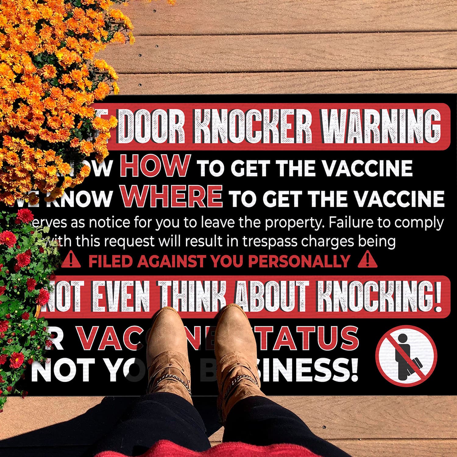 2VT. Vaccine Door Knocker Doormat mockup 7