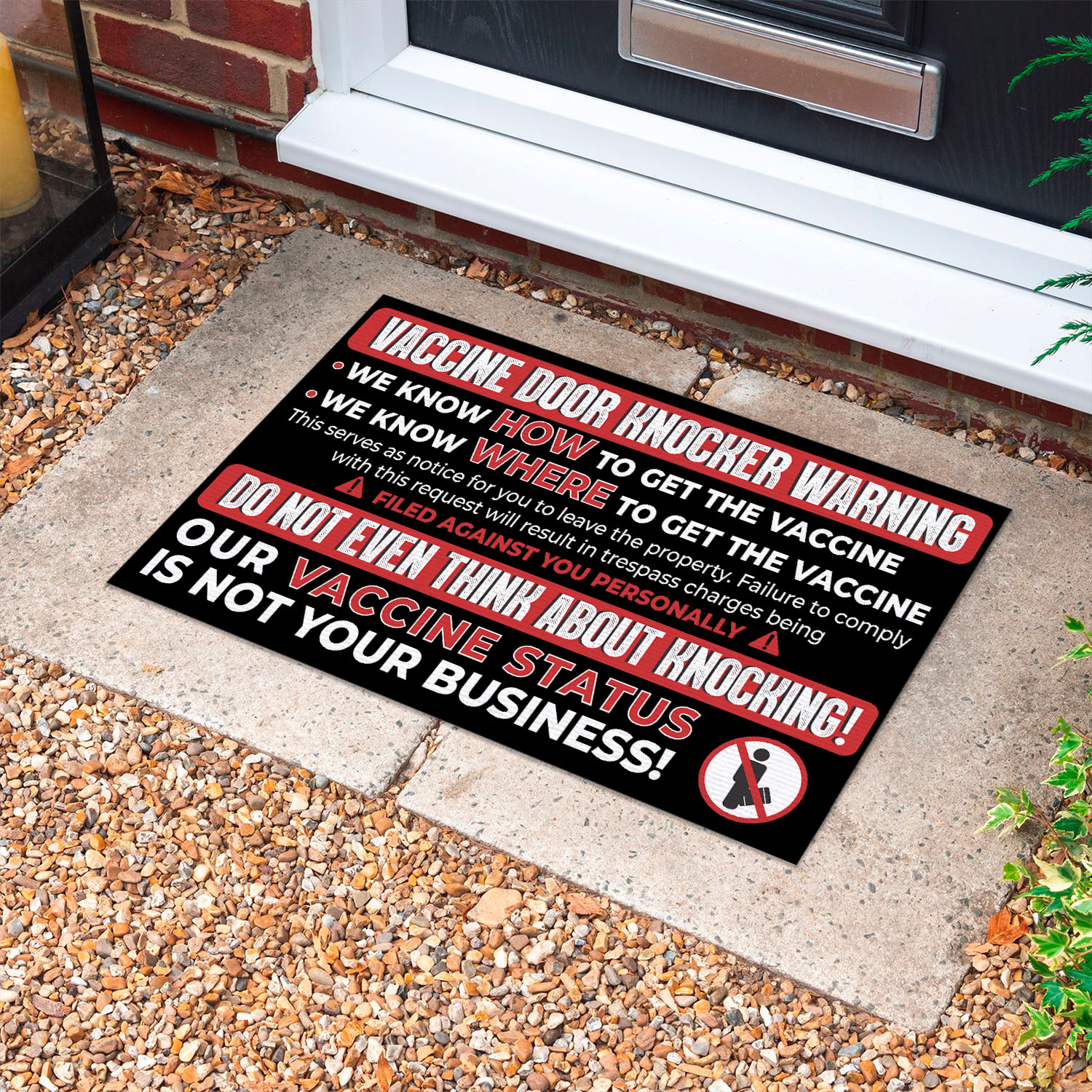 2VT. Vaccine Door Knocker Doormat mockup 10