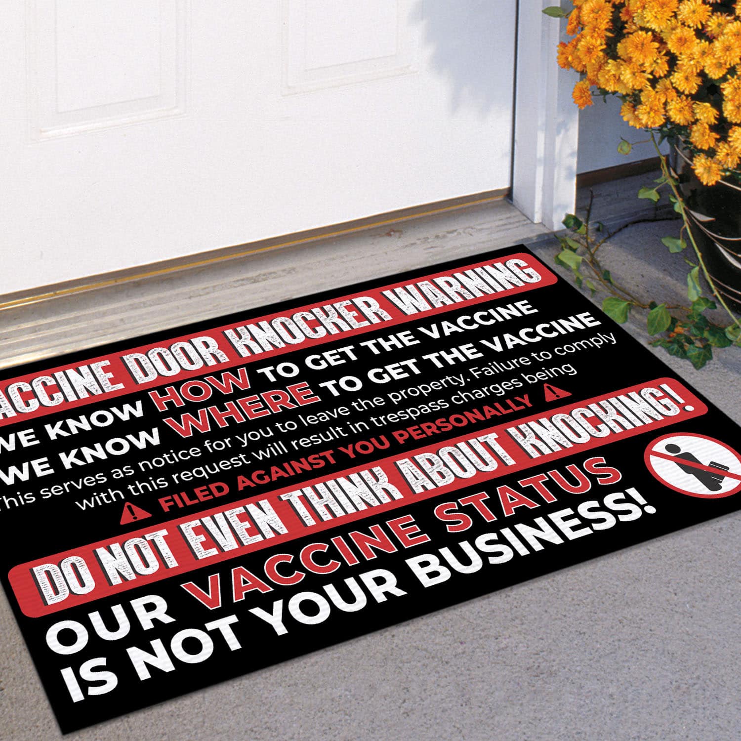 2VT. Vaccine Door Knocker Doormat mockup 11