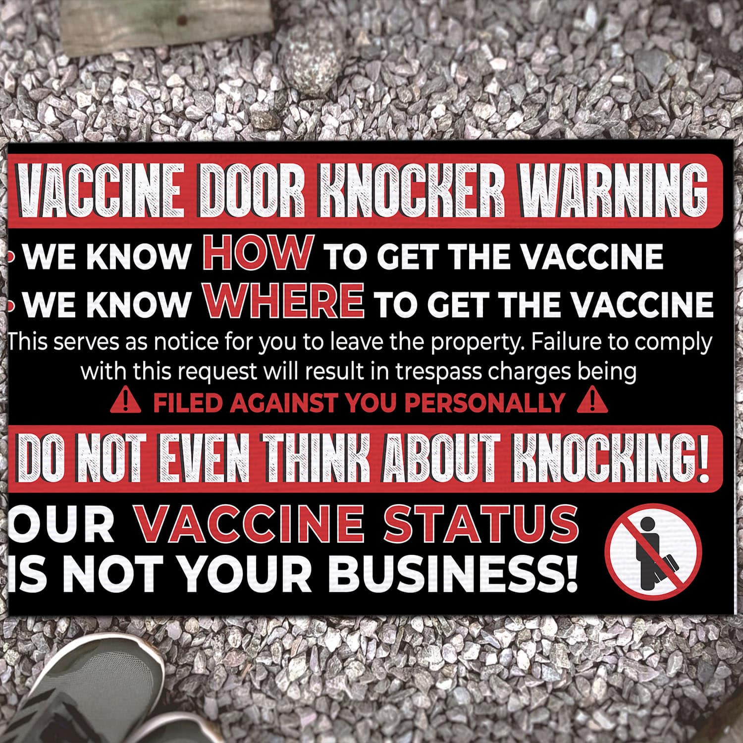 2VT. Vaccine Door Knocker Doormat mockup 13