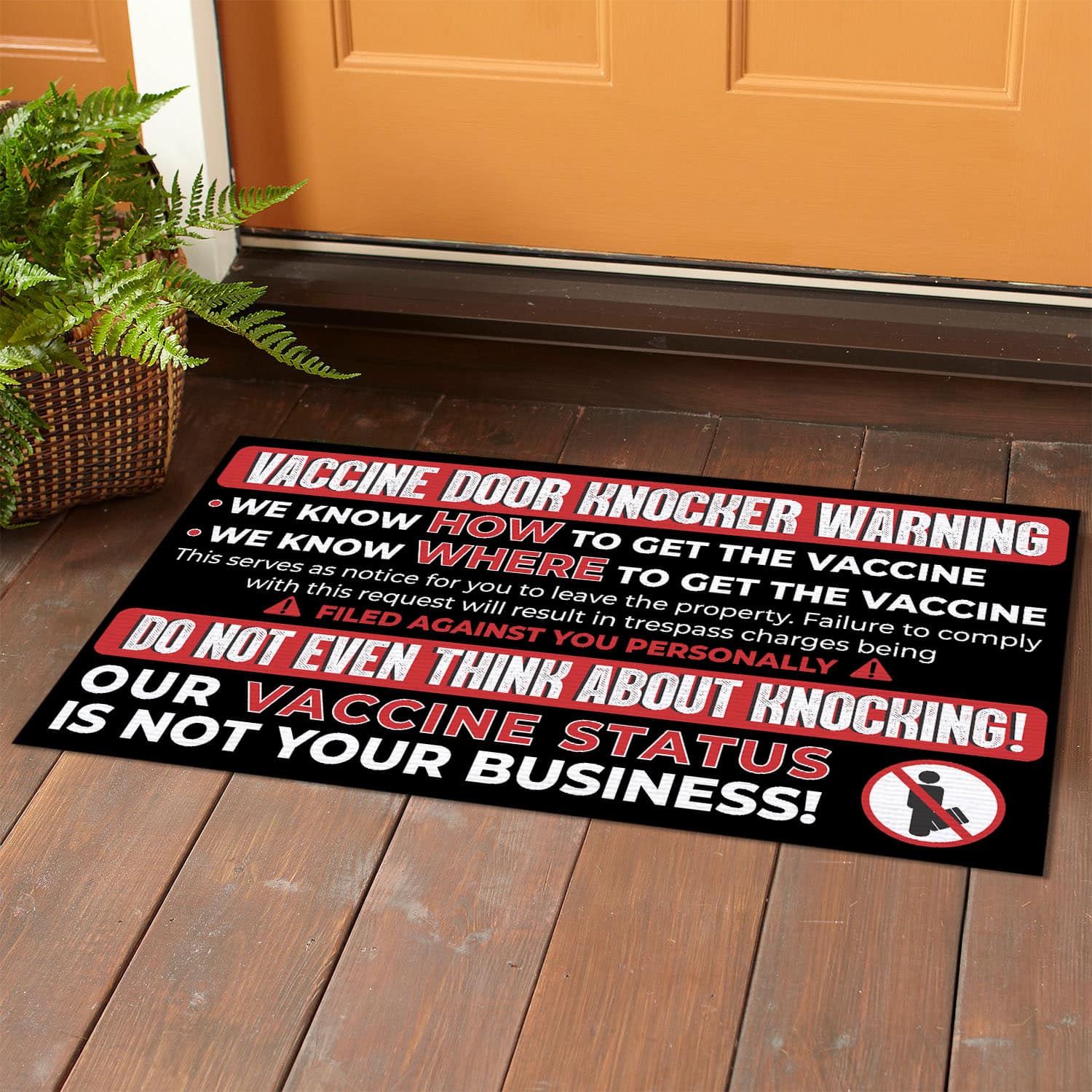 2VT. Vaccine Door Knocker Doormat mockup 1