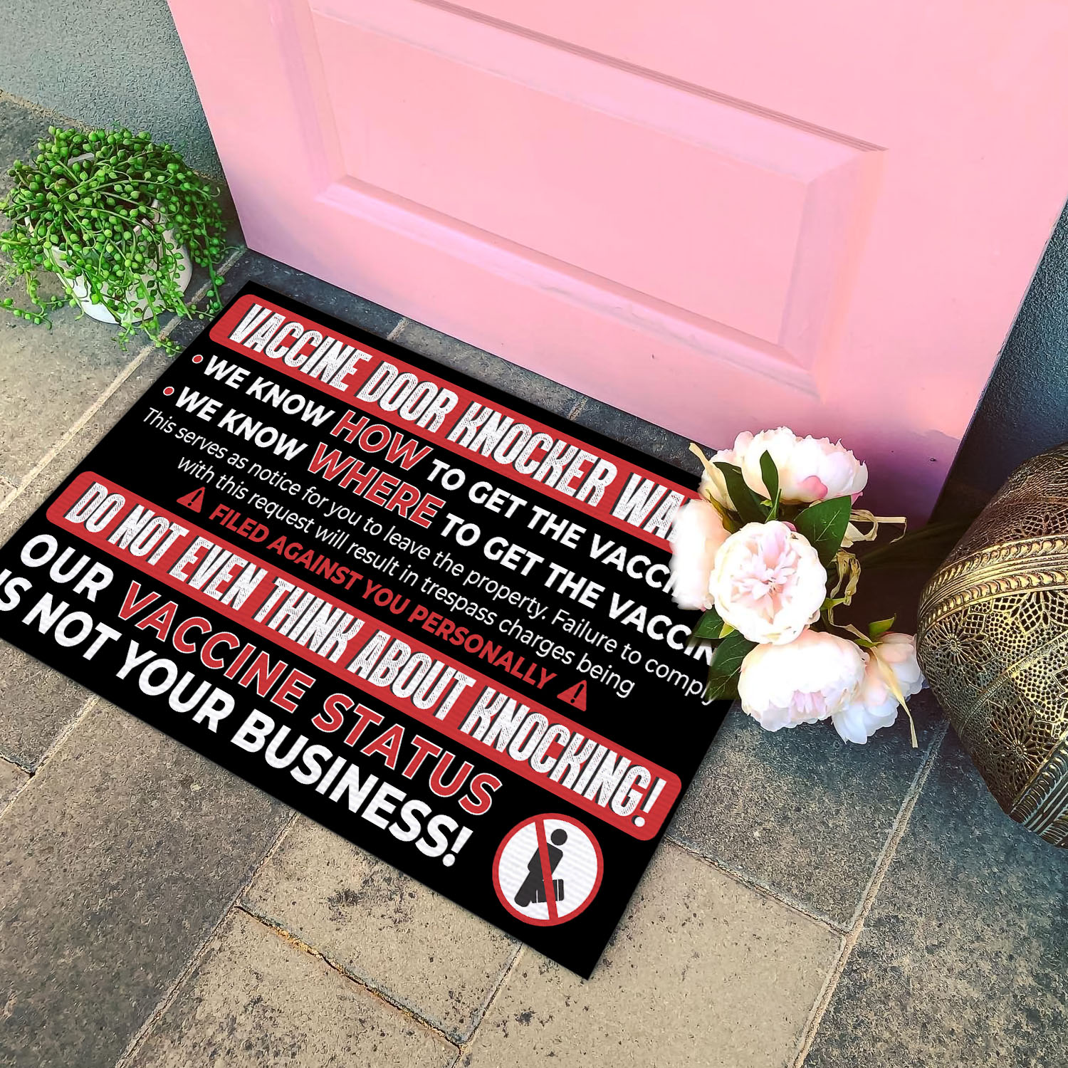 2VT. Vaccine Door Knocker Doormat mockup 4