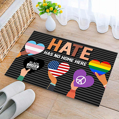 Hate Has No Home Here Be Kind Indoor Outdoor Decorative Doormat