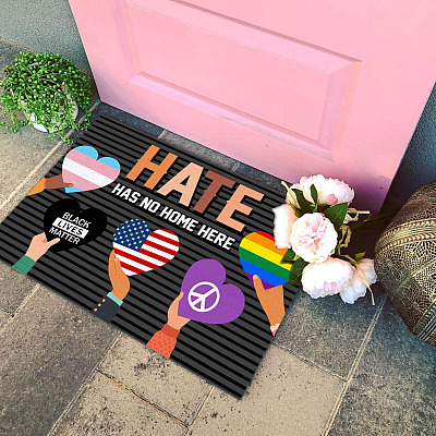 Alternative view of Hate Has No Home Here Be Kind Indoor Outdoor Decorative Doormat