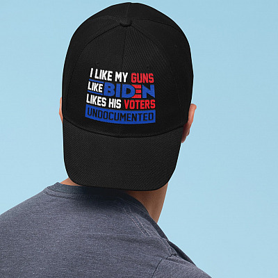 Alternative view of I Like My Guns Like Biden Likes His Voters Undocumented Twill Cap - High-Profile Snapback Hat