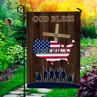 God Bless America Christian Cross Flag - American Patriotic Garden Flag - House Flag - Wall Flag