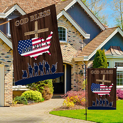 Alternative view of God Bless America Christian Cross Flag - American Patriotic Garden Flag - House Flag - Wall Flag