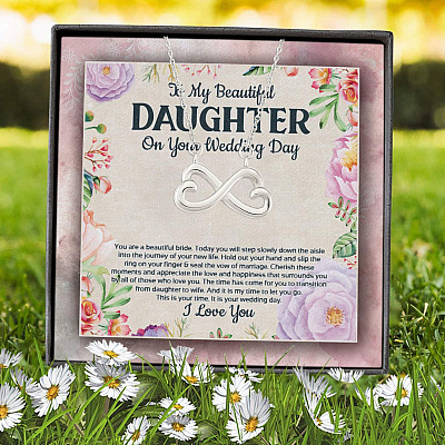 Alternative view of To My Beautiful Daughter On Your Wedding Day You Are A Beautiful Bride Infinity Heart Pendant Necklace