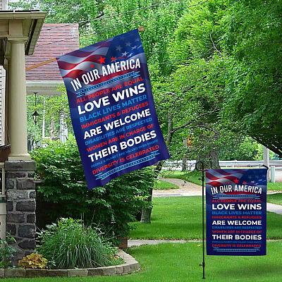 Alternative view of Patriot American Flag in Our America All People Are Equal Garden Flag - House Flag - Wall Flag