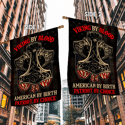 Alternative view of Viking By Blood American By Birth Patriot By Choice Outdoor Garden Flag - House Flag - Wall Flag