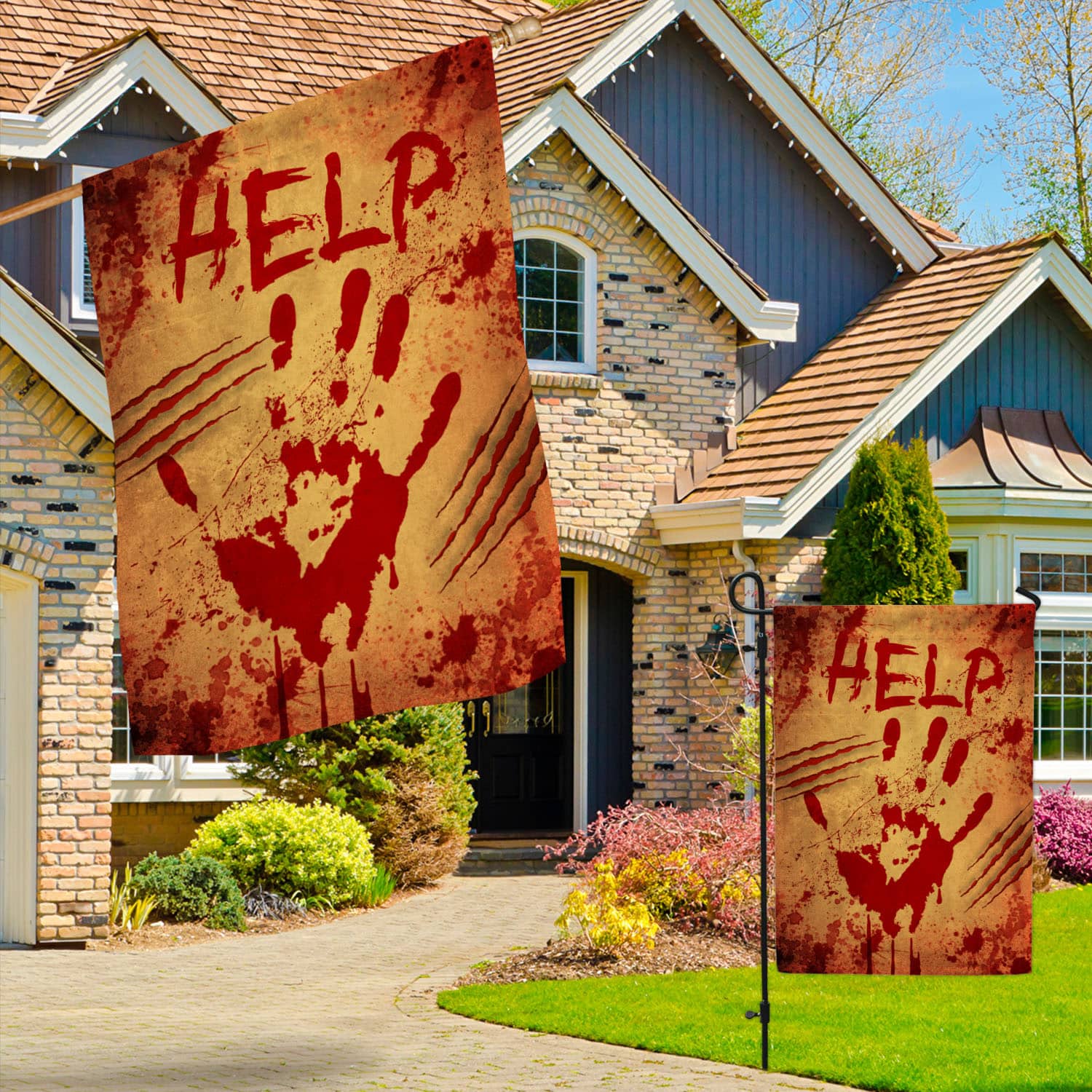 8MH. Help Halloween 30x40 Garden & House Mockup 3fx