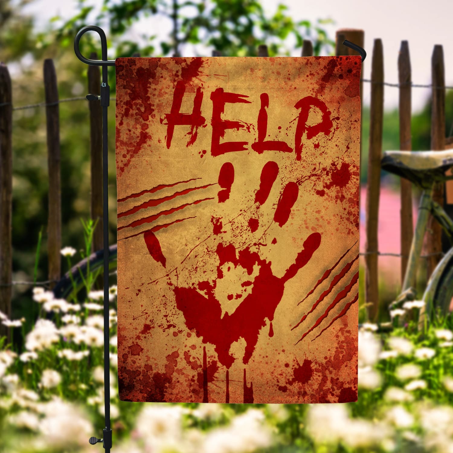 8MH. Help Halloween 30x40 Garden Flag Mockup 6