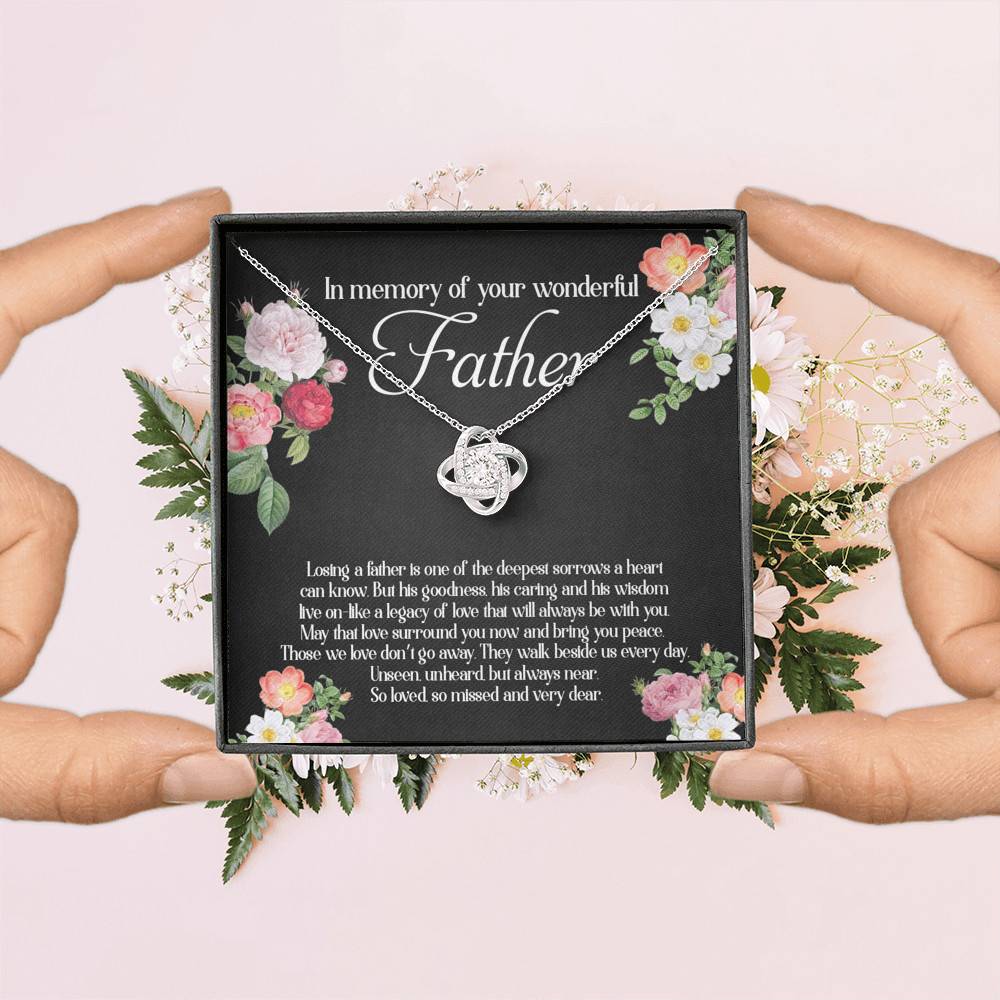 In Memory Of Your Wonderful Father Love Knot Necklace - Memorial Sympathy Gifts For Loss Of Dad