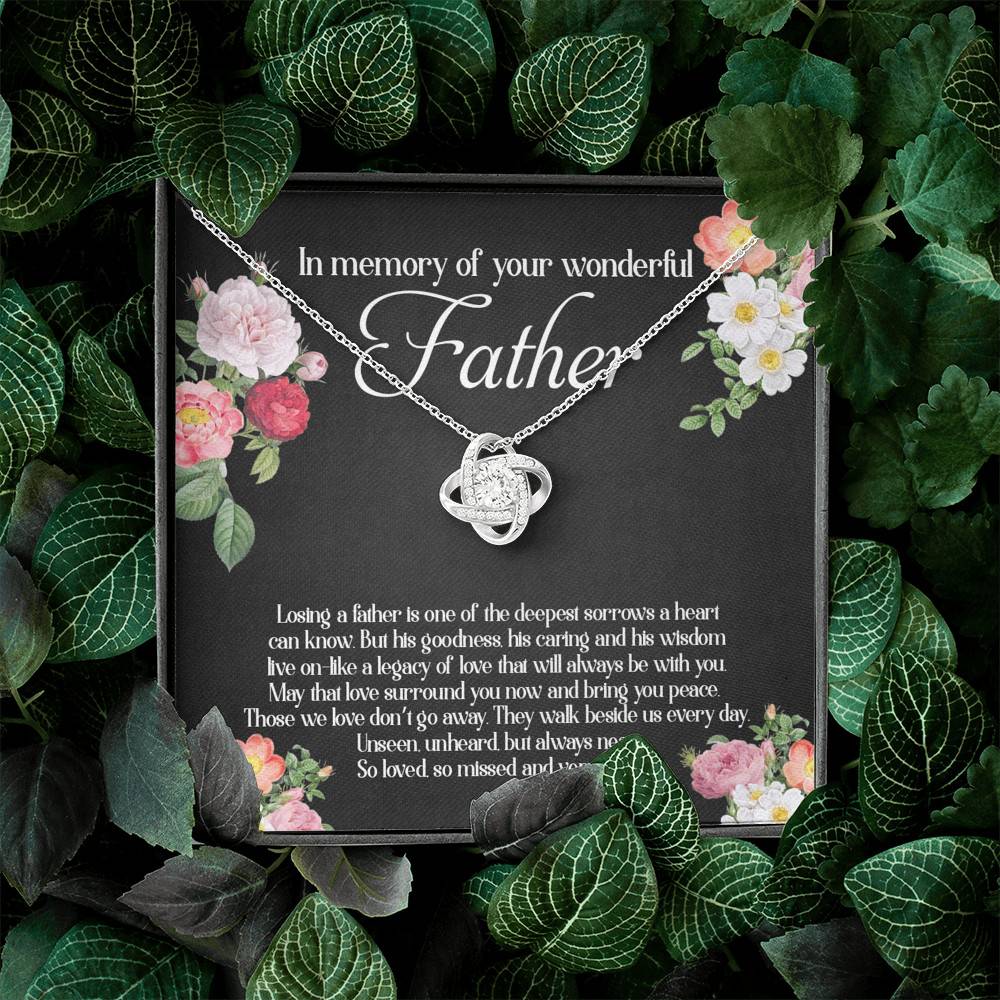 In Memory Of Your Wonderful Father Love Knot Necklace - Memorial Sympathy Gifts For Loss Of Dad