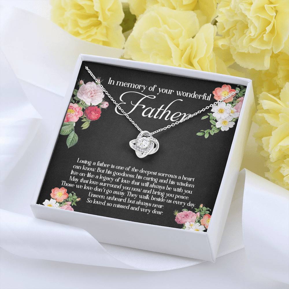 In Memory Of Your Wonderful Father Love Knot Necklace - Memorial Sympathy Gifts For Loss Of Dad