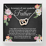 In Memory Of Your Wonderful Father Interlocking Hearts Pendant Necklace - Memorial Gifts For Loss Of Dad - Interlocking Hearts Necklace