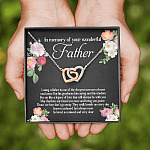 In Memory Of Your Wonderful Father Interlocking Hearts Pendant Necklace - Memorial Gifts For Loss Of Dad