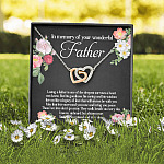 In Memory Of Your Wonderful Father Interlocking Hearts Pendant Necklace - Memorial Gifts For Loss Of Dad