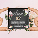 In Memory Of Your Wonderful Father Interlocking Hearts Pendant Necklace - Memorial Gifts For Loss Of Dad