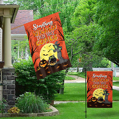 Alternative view of Something Wicked This Way Comes Garden Flag - House Flag - Halloween Flag