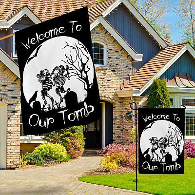 Alternative view of Welcome To Our Tomb Garden Flag - House Flag - Halloween Flag
