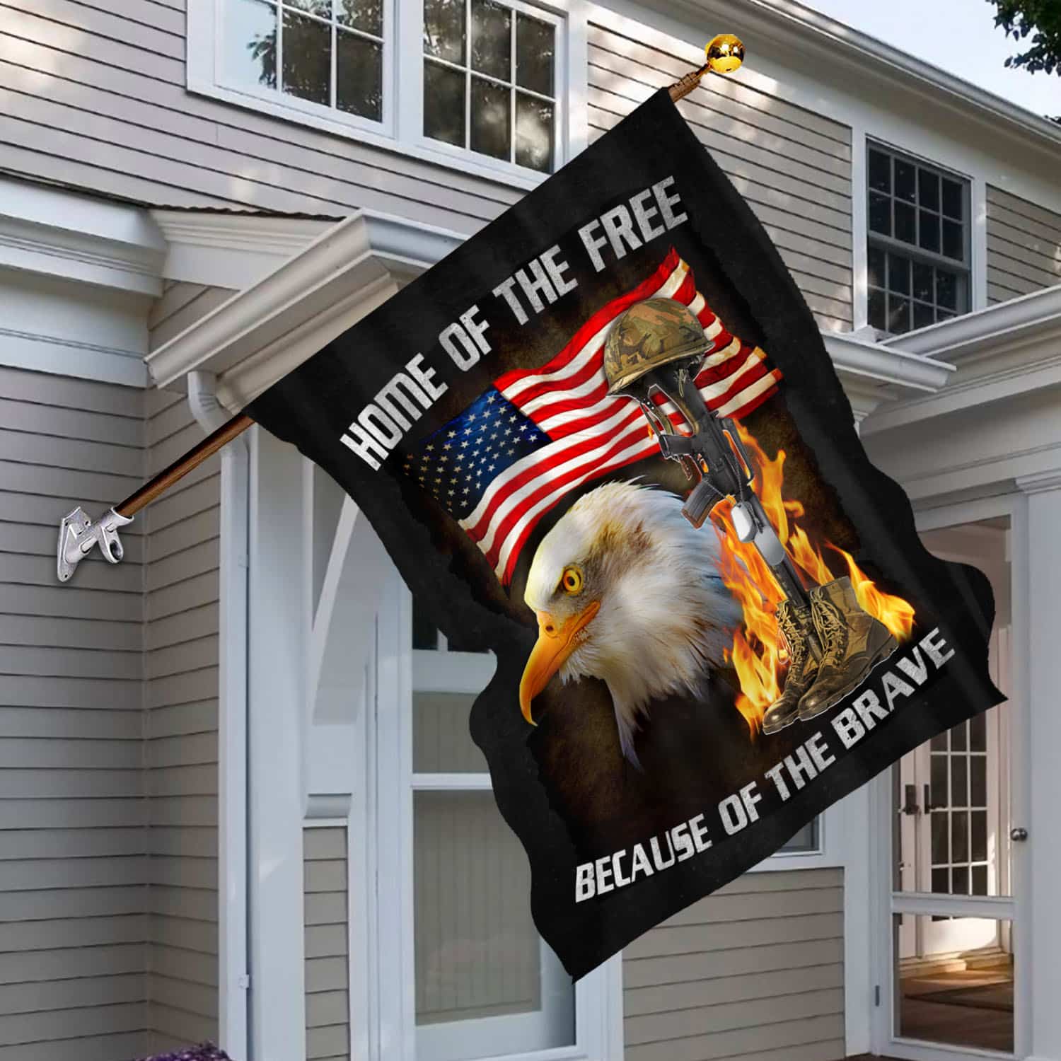 4O. Home Of The Free-30x40 House Flag Mockup 6