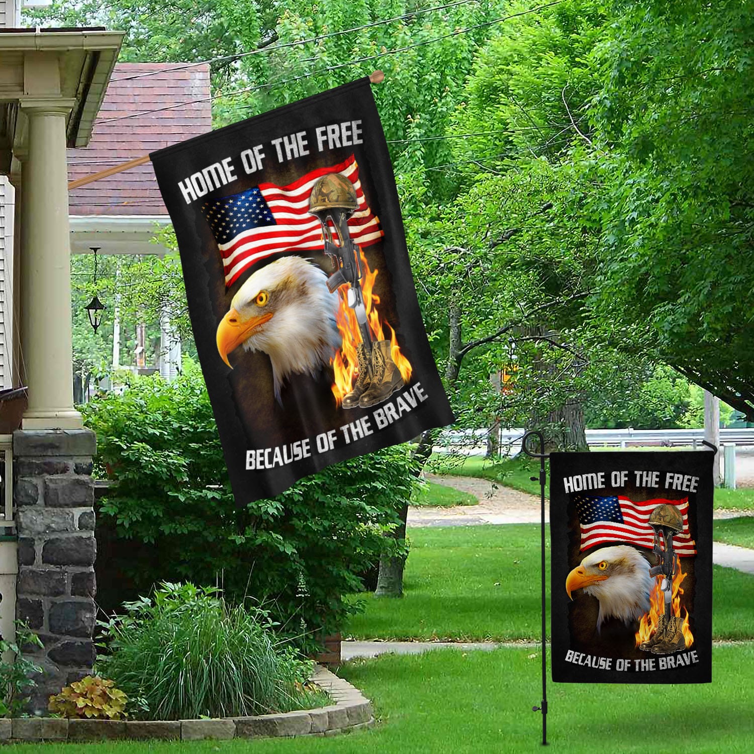 4O. Home Of The Free-30x40 Garden & House Mockup 1