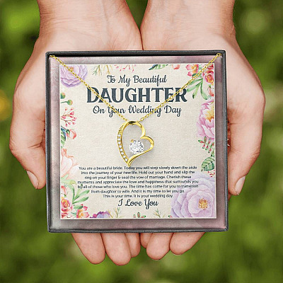 To My Beautiful Daughter On Your Wedding Day You Are A Beautiful Bride Forever Love Heart Pendant Necklace