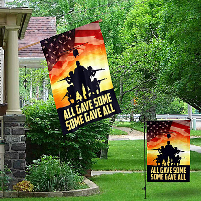 Alternative view of All Gave Some Some Gave All Heroes American Memorial Flag - American Patriotic Garden Flag - House Flag